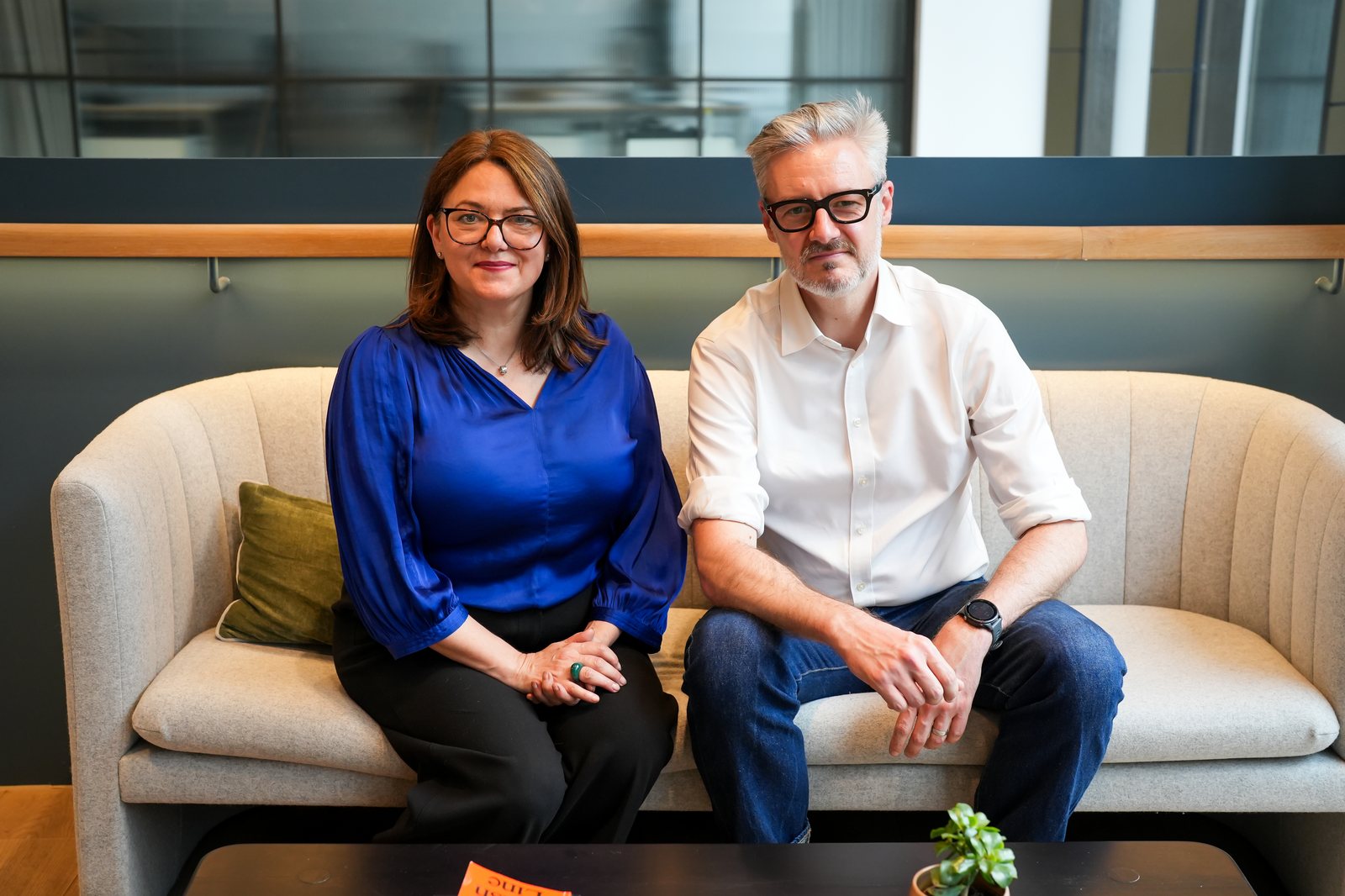 Angela Yore and Andy Shaw at SkyParlour's Manchester office